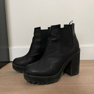 Faux Leather Chunky Heal Booties